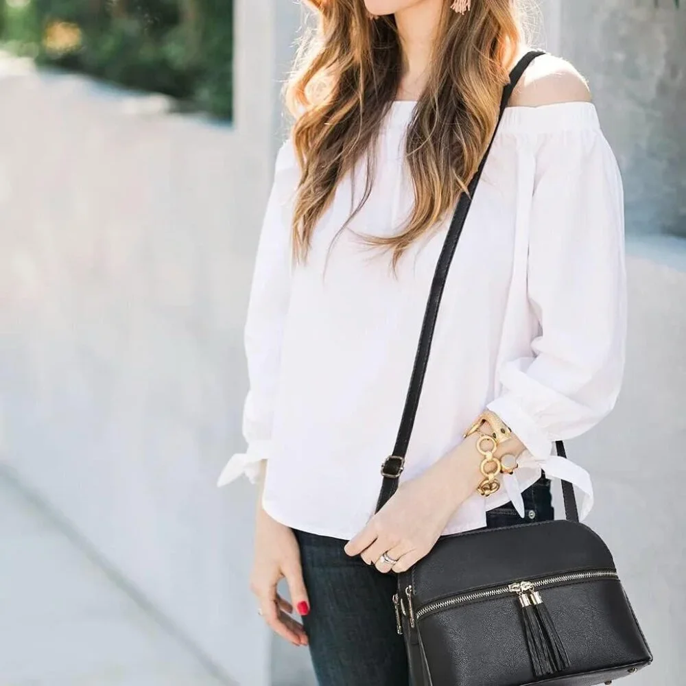 Women Tassel Zipper Pocket Crossbody Bag Shoulder Purse Fashion Travel Bag with - Picture 2 of 5